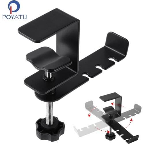 POYATU Soporte Auriculares Universal Gaming Headphone Stand Bracket 360-degree Headphone Hook Holder With Adjustable Arm Clamp