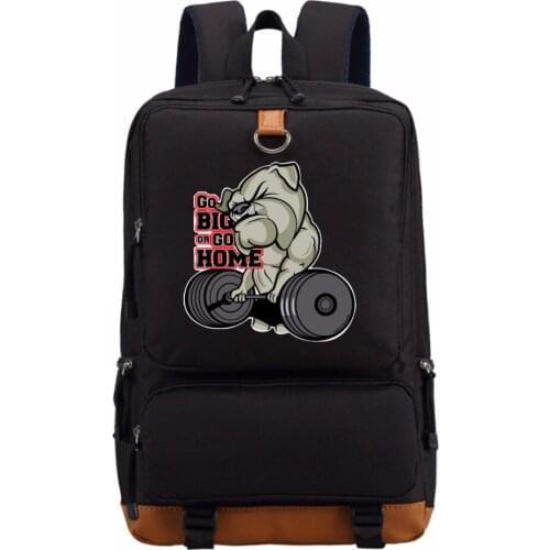 WISHOT Crossfit Bulldog Cotton Backpack Shoulder travel School Bag Bookbag for teenagers men women Casual Laptop Bags