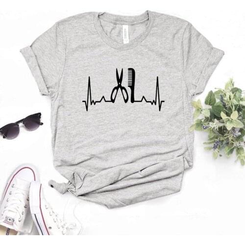 Hairstylist heartbeat Print Women Tshirts Cotton Casual Funny t Shirt For Lady Yong Top Tee Hipster 6 Color P415