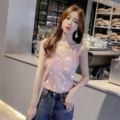 Female Sling tops Ladies sexy suspenders trendy top V-neck tops Women camisole top inner outer vest female bottoming shirts 2021
