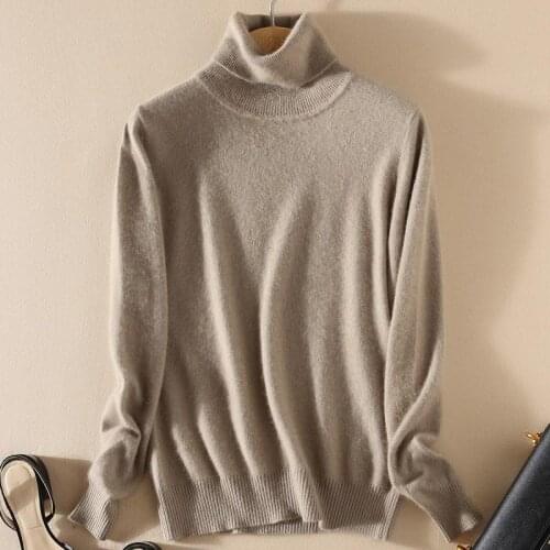 2020 Autumn And Winter Cashmere Turtleneck Sweater Womens Head High Collar Sweater Womens Sweater Solid Color Ladies