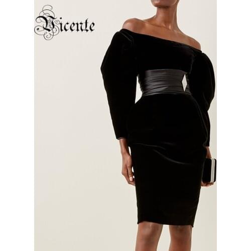 VC All Free Shipping Chic Black Velvet Mini Dress Pocket Desgin Elegant Diamond Brooch Celebrity Party Vestido