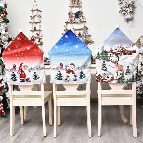 1pc Santa Snowman Printing Chair Cover Christmas Decoration for Home New Year Gifts Navidad Supplies Xmas DIY Family Party Decor
