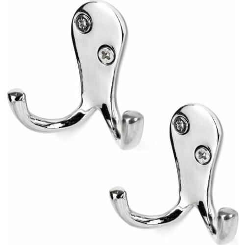 1pcs Hot Sale DOUBLE COAT HOOKS Door & Wall Robe Dress Garment Clothes Hangers Hat Hanger Kitchen Bathroom Rustproof Towel Hooks