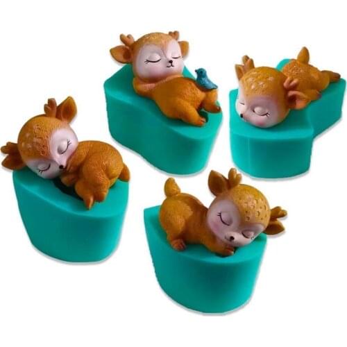 1PC 3D Deer Model Silicone Mold for Candle Soap Making Animal Series Fondant Cake Mold Clay Cement Chocolate Decoration Tools