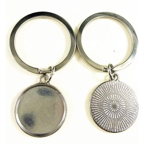 10pcs/lot Key ring Base Fit Dia 20 mm Glass Cabochons Cameo Settings Tray DIY Jewelry Key chain making