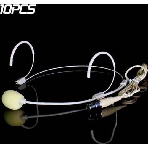 10Pcs Mini XLR 4 Pin TA4F Double Earhook Headworn Headset Microphone For SHURE Wireless Beltpack PG1 PG4 PG88 PG1288 PG58 PG14