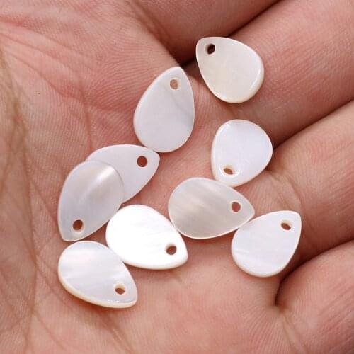 10pcs Natural Freshwater White Shell Bead Water Drop Shape Mother Shell Loose Beads for Making DIY Jewerly Necklace Accessories