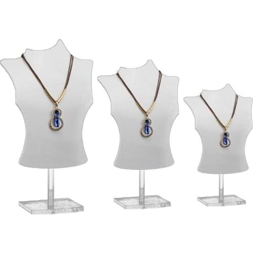 3D Acrylic Mannequin Necklace Jewelry Display Holder Bust Stand Pendant Chain Chokers Lockets Earrings Stand Shelf Storage