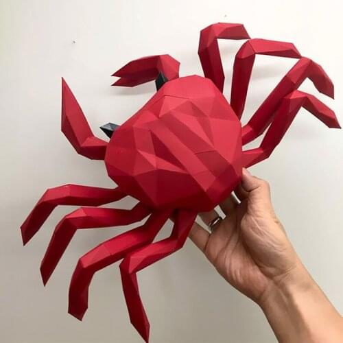 3D Three-dimensional Paper Model Crab Creative Cartoon Animal Decoration Childrens Origami Art DIY Home Studio Wall Decoration