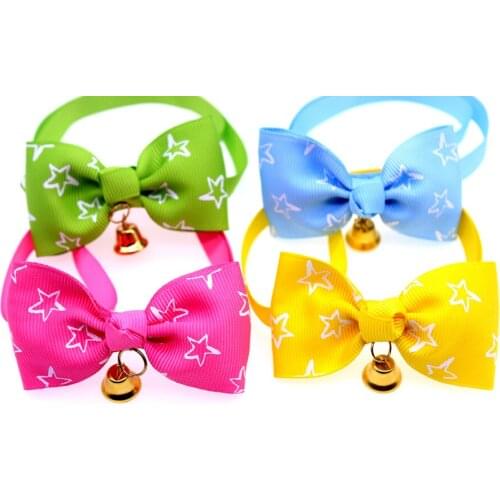60PC Dog Bowties with Bell Star style New Arrival Pet Dog Ties Polyester Cute Dog Bow Tie Dog Holiday Grooming Products