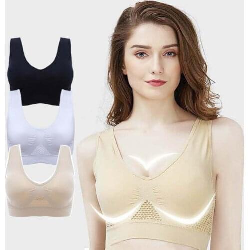 3Pcs Women Seamless Bra Cotton Breathable Bra Wirefree With Pads Push Up Anti-Exposure Full Cup Bra Plus Size