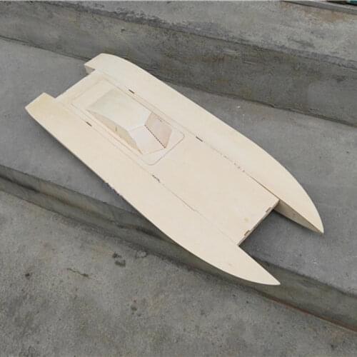 80cm Catamaran Speedboat Wooden Remote Control Boat Model Manual Assembly Kit Non-finished Product