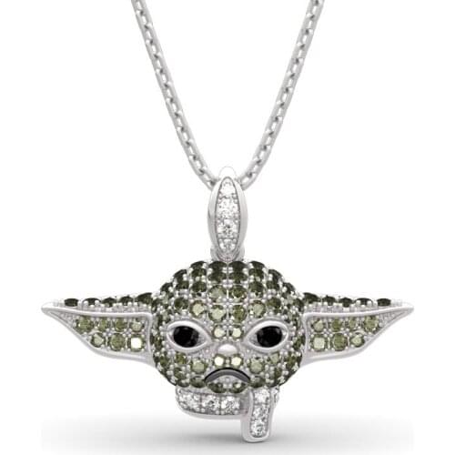 Hanreshe Baby Necklace Crystals Pendant Movie Enamel Cute Mandalori Punk Jewelry Necklace Women Gift