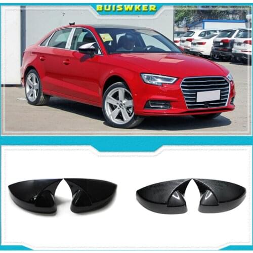 For Audi A3 S3 8V RS3 2013 2014 2015 2016 2017 2018 2019 RearView Mirror Case Cover Carbon fiber pattern or Black Cover