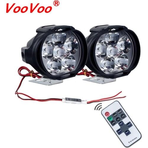 2Pcs Motorcycle Lights with Wireless Remote Control 10 Modes Headlight SpotLight 1000LM White Motorbike Scooter Driving Fog Bulb