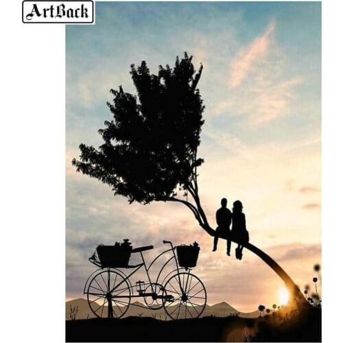 ArtBack 5d diy diamond painting couple tree view full square drill diamond embroidery full round diamond mosaic wall sticker