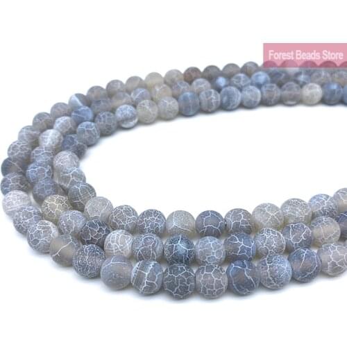 Natural Frost Crab Gray Agates Round Loose Beads 15" Strand 6 8 10MM Diy Bracelet Charm Beads For Jewelry Making Wholesale