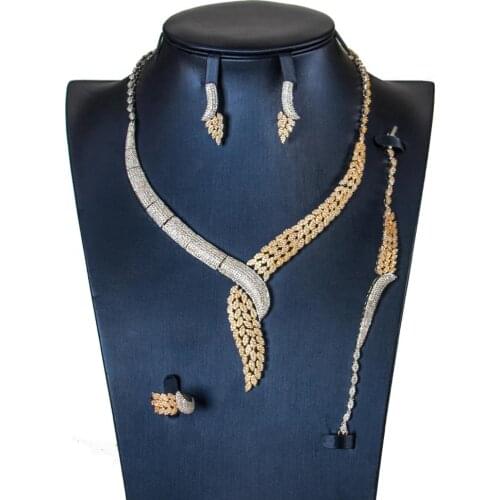 LAN PALACE new 5A cubic zirconia Necklace/Earrings/Bracelet/ring 4pcs jewelry sets for wedding birthday party free shipping