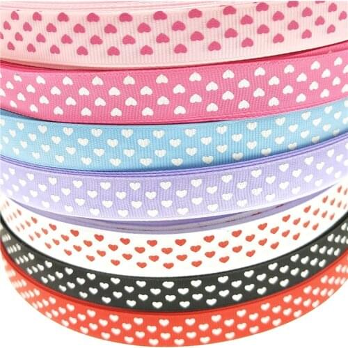 5/8"(15mm) heart ribbon high quality printed polyester ribbon 7 yards, DIY handmade materials, wedding gift wrap