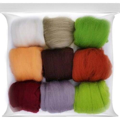 10g Merino Wool (9 Colors) 19 Microns Superfine Roving Wool Felt Wool Sheep Wool Needle Felting Wool for Wool Felting Kit (B)