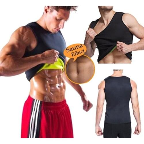 Men Sport Fitness Gym Sweat Suit Body Shaper Belly Tummy Trimmer Slimming Shirt Vest Workout Increasing Sweat Shapewear Top