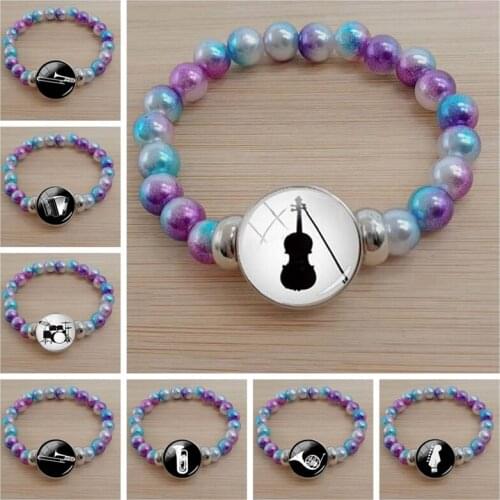 Musical Instrument Saxophone Art Printed Bracelet Cabochon Glass Bracelet Jewelry Gift