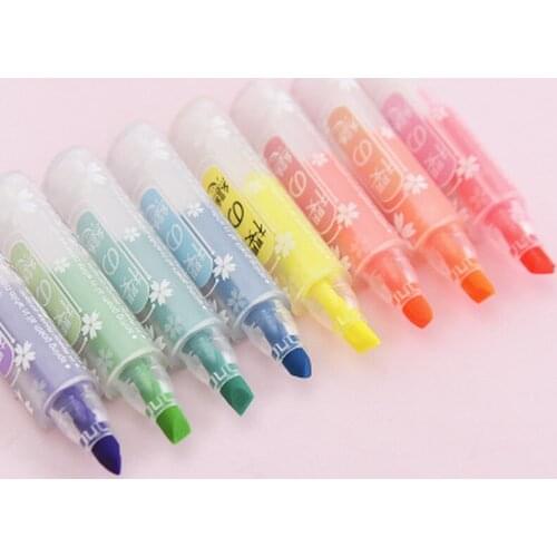 8pcs/set Highlighter Drawing Set Stationery Watercolor Pencils Novelty Cute Cartoon Art Supplies Kids Student Water Color Pencil
