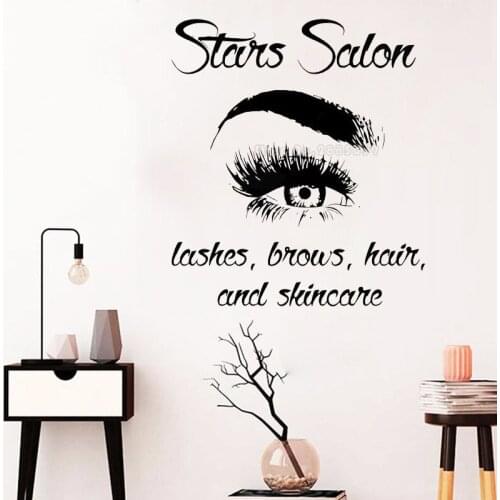 Stars Salon Wall Decal Vinyl Stickers Lashes Brows Hair And Skincare Beauty Salon Interior Design Decor For Door Decal LL2612