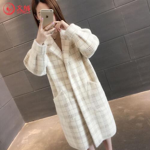 Gold Mink Coat Womens Clothing 2020 Autumn and Winter New Korean Style Super-Hot Sweater Womens Loose Mid-Length Coat Overcoat