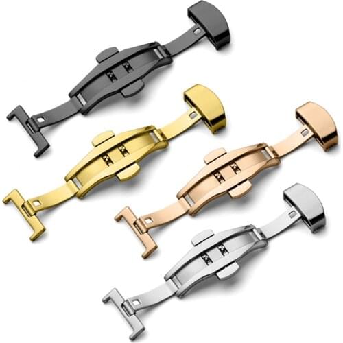 10/12/14/16/18/20/22 mm Stainless Steel Watch Band Buckle Durable Double Folding Butterfly Clasp Watches Accessories