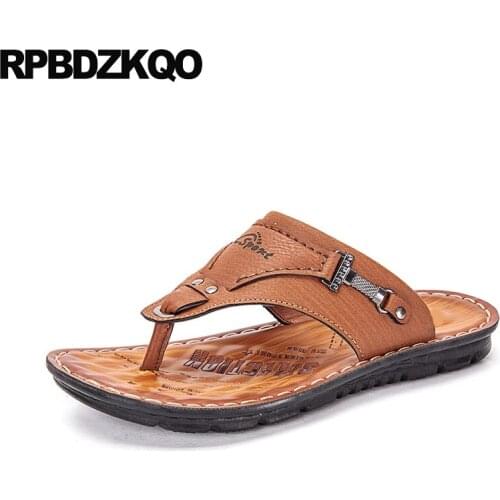 Slip On Metal Famous Brand Shoes Men Sandals Leather Summer Casual Outdoor Brown Slippers Flip Flop Beach Native Slides Italian