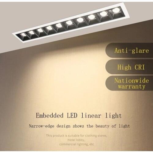 High quality 10W/20W/30W 110~240V LED Spot Light line lamp bar creative linear long living room corridor Recessed Down Light