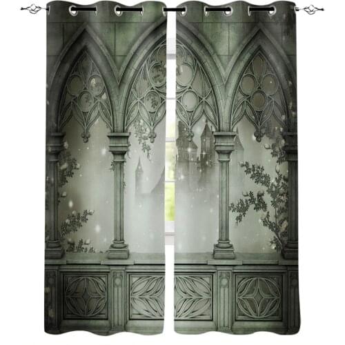 Flowers Walls Windows Leaves Building Blackout Curtain for The Bedroom Living Room Kitchen Curtain Panel Study Blackout Curtain