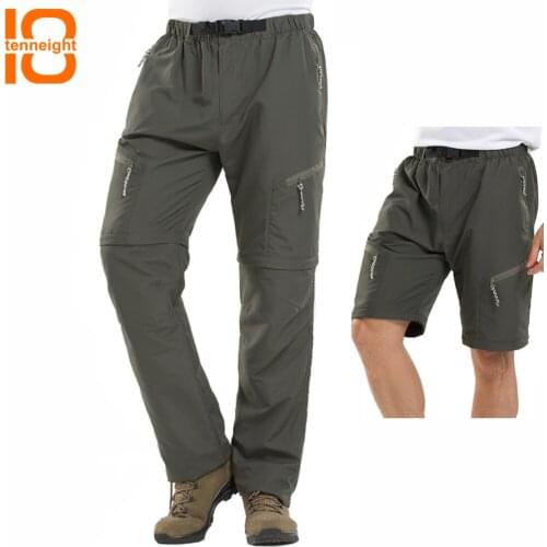 TENNEIGHT Summer Detachable Hiking Pants Men Quick Dry Outdoor Mountain Climbing Sport Pants Male Trekking Fishing Trousers