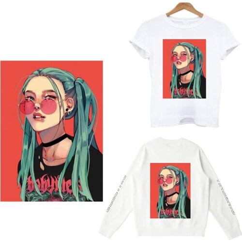 Rock Girl Iron on Patch Thermo Stickers on clothes Heat Transfer patch For Clothing Applique Washable Elasticity Badage