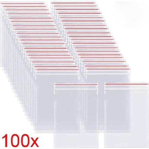 100/300 Pcs Mini Zip Lock Bag Resealable Vacuum Transparent Plastic Zip Lock Bags Clear Poly Kitchen Food Storage Organize