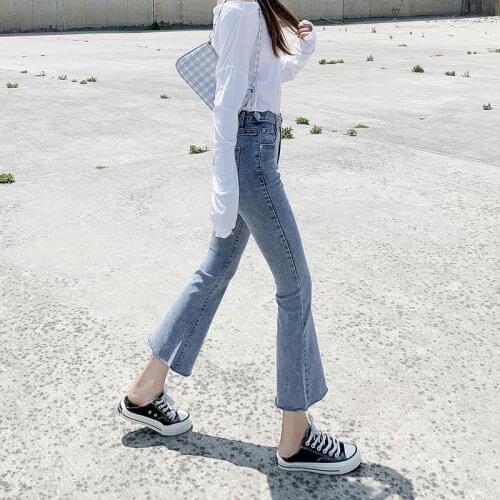 2021 Spring Summer Womens Micro Flare Jeans Female High Waist Casual Ankle Length Denim Pants Lady Streetwear Long Jeans Pants
