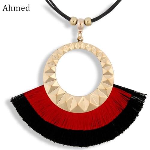 Ahmed Boho Ethnic Tassel Necklace for Women Statement Fashion Jewelry Long Necklace 5 Color Female Gift Collier Femme 2018