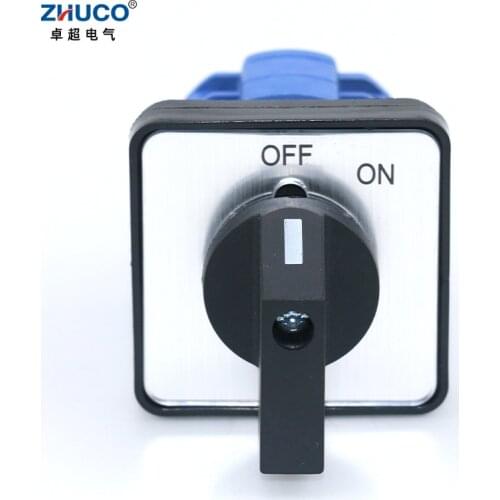 ZHUCO SZW26/LW26-20 20A 660V OFF-ON Two Pole Two Position 64X64 48X48 mm Panel Manual Transfer ON OFF Changeover Cam Switch