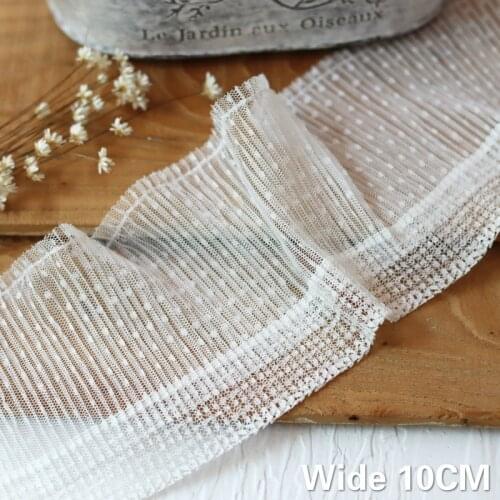 10CM Wide Luxury White Tulle Soft Mesh Lace Fabirc Appliques Wedding Dress Skirts Collar Neckline Cloth DIY Sewing Fringe Ribbon