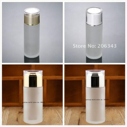 120ml frosted/clear glass bottle with gold/white/silver lid plastic stopper for lotion/emulsion/toner/whitening liquid packing