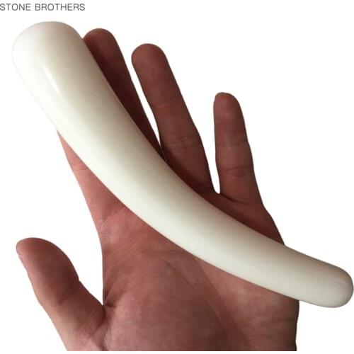 18CM Natural White Jade Yoni Wand Crystal Pleasure Stick Massager Guasha Tool Acupoint Pen Relax Body Health Care Massage Stone