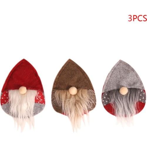 3pcs/set Fork Knife Cutlery Holder Silverware Tableware Bag Swedish Santa Gnome Home Christmas Party Table Dinner Decor