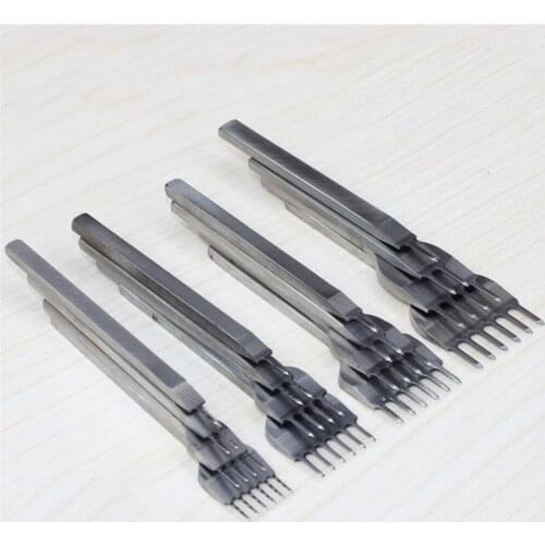 4 Pcs/set 3/4/5/6mm Leather Craft Tools Hole Punches Lacing Stitching Punch Tool 1+2+4+6 Prong