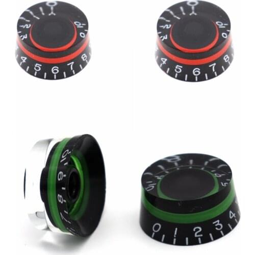 4Pcs Guitar Bass Speed Control Volume Tone Knobs For LP SG ST TL Electric Guitar Bass /6mm Dia (Red&Green)