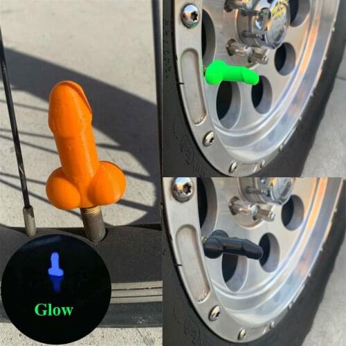 4PCS Air Caps Cover Prank Penis Shaped Tire cap Tire Valve Stem caps Bolt-in Aluminum Theftproof Wheel Tires Valves Tyre Stem