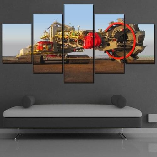 5 Panel Vehicles Bucket Wheel Excavator Poster Top-Rated Canvas HD Print Modular Picture Wall Art Home Decorative Framework