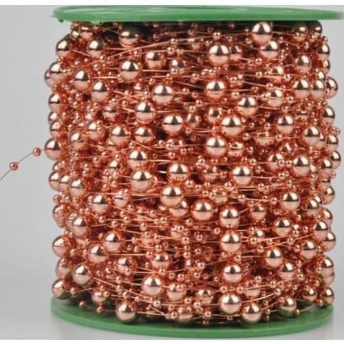 60 Meters Electroplated 8+3mm Round Beads Garland For Wedding Party Holiday Centerpiece Hanging Decoration Bouquet Decor