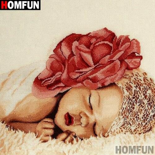 HOMFUN Full Square/Round Drill 5D DIY Diamond Painting "Flower baby" 3D Diamond Embroidery Cross Stitch Home Decor A19759